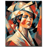 Painting by numbers - 40s-50s portrait in red and white